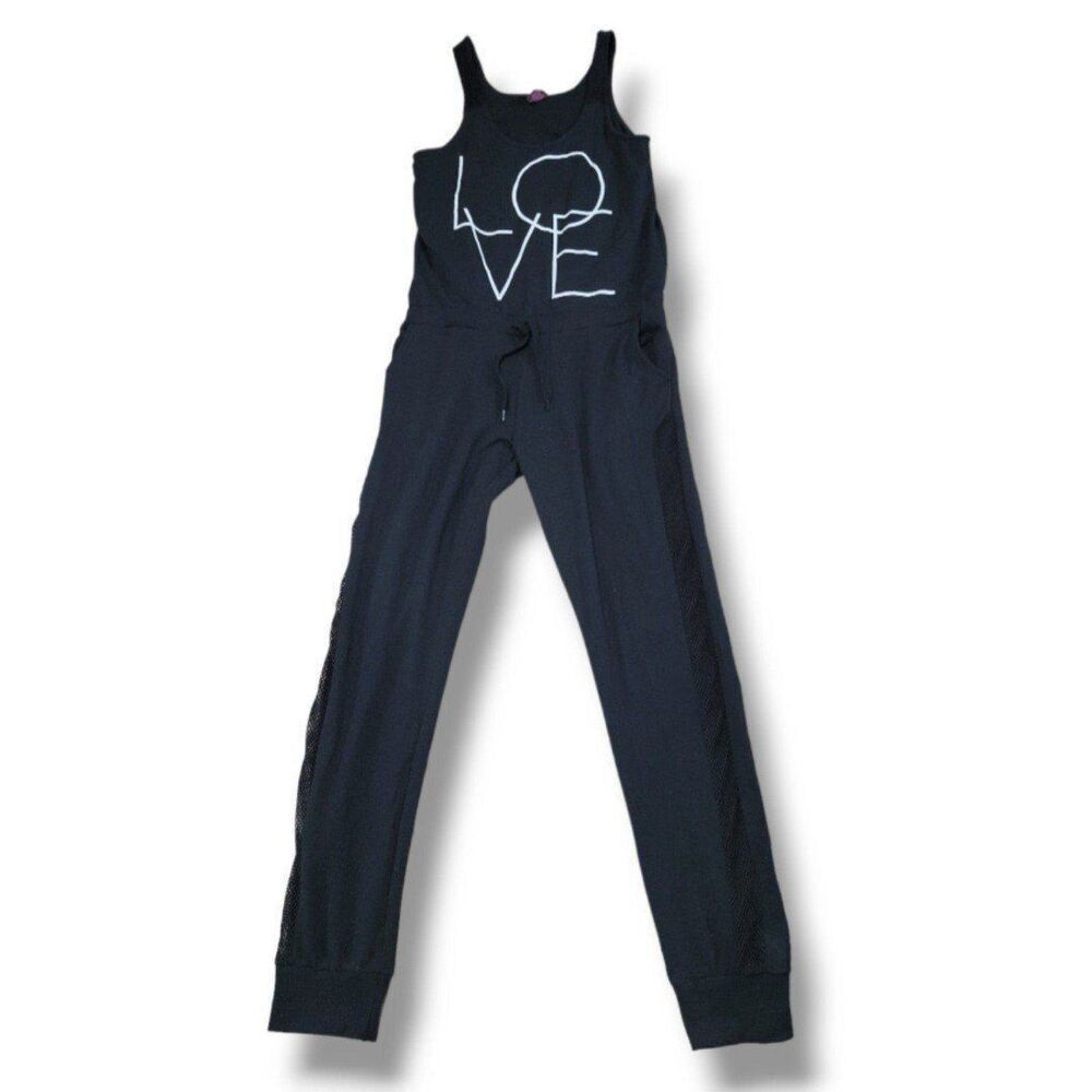 Material Girl Active Jumpsuit Size Medium Sleeveless Jumper "LOVE" Graphic Print